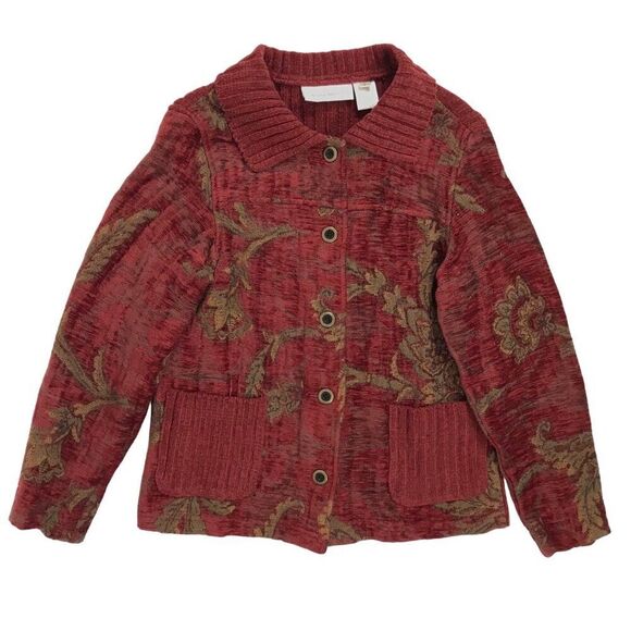 Vintage 90s Red Floral Bohemian Cottagecore Fairy Grunge Jacket Cardigan / S - Picture 5 of 7